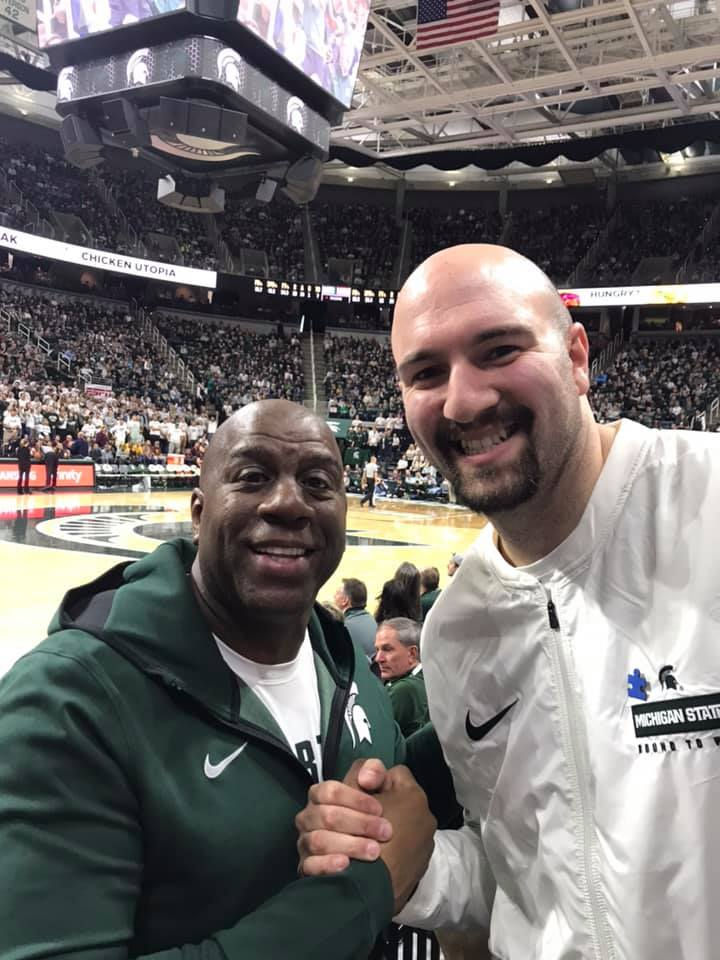 Me with Legend Earvin “Magic” Johnson during Michigan State Hoops Reunion Weekend.
